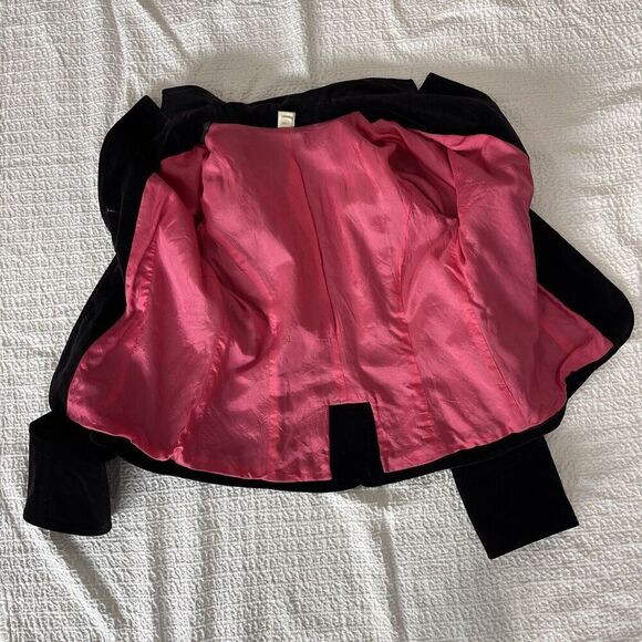 Garnet Hill Velvet Blazer Black Size 8 Stretch Holiday Event 3 Button Pockets - Picture 8 of 15